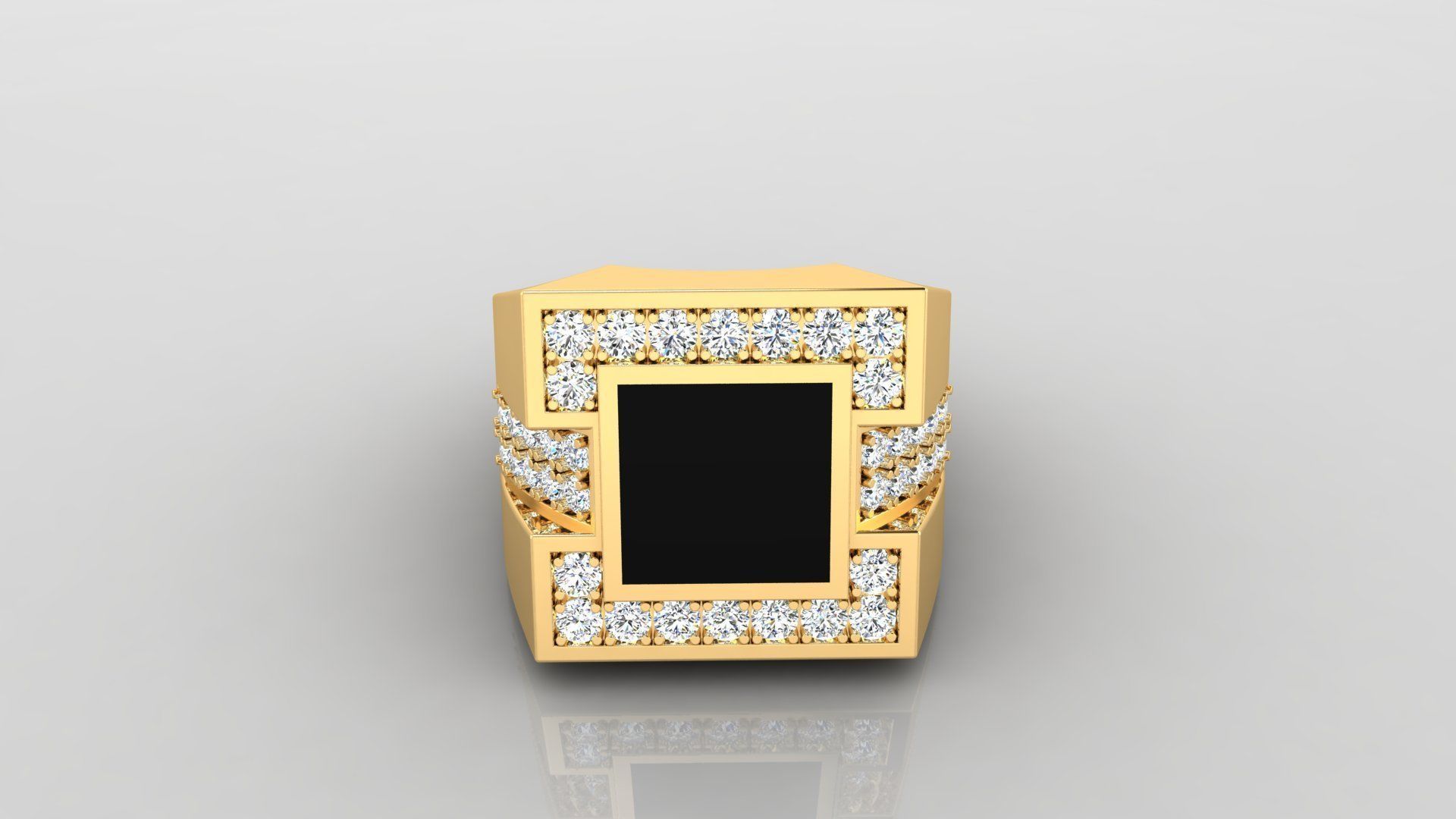 Ring M10   Mens luxury ring with enamel and gems 3D print model_7