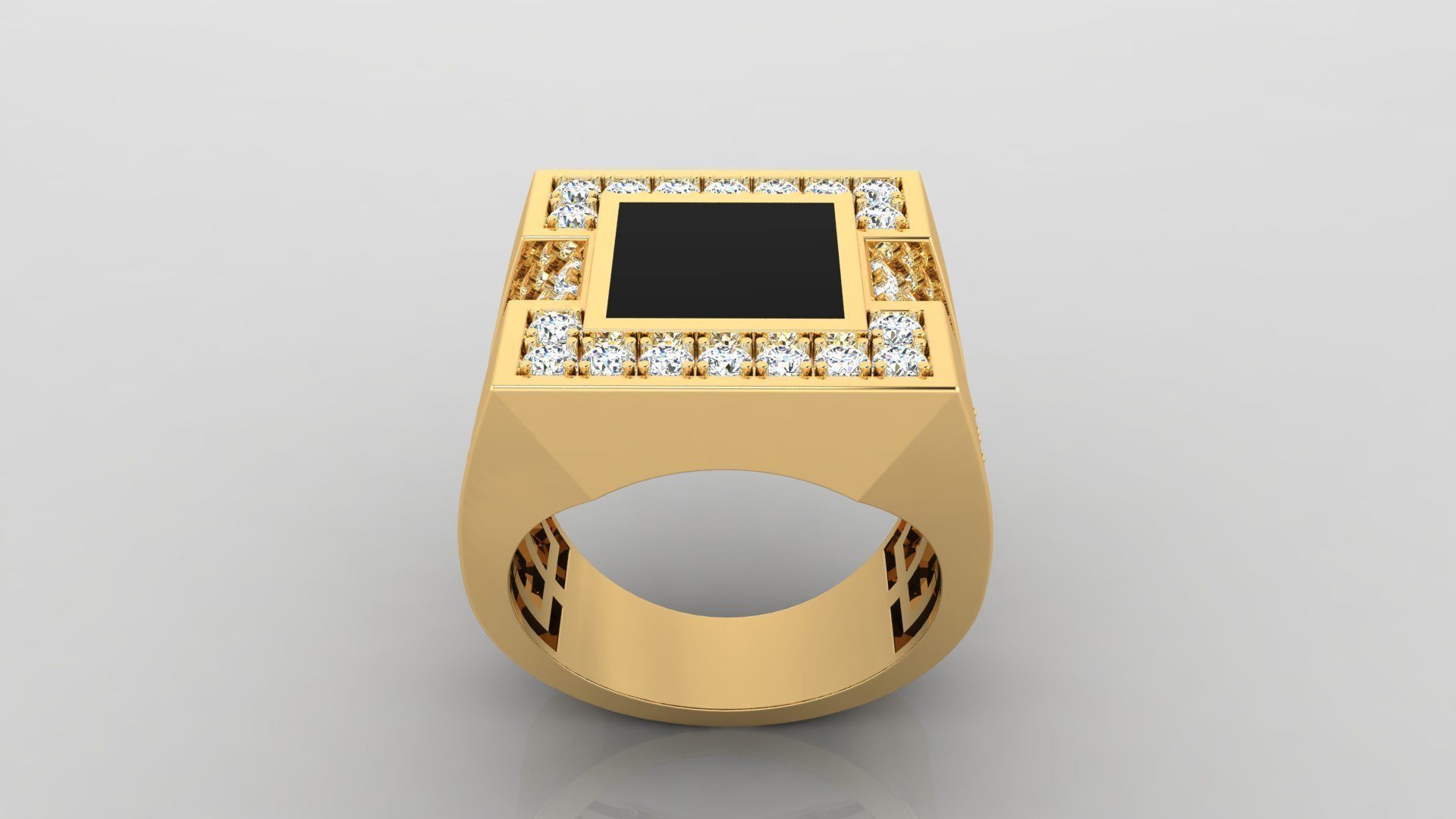 Ring M10   Mens luxury ring with enamel and gems 3D print model_1