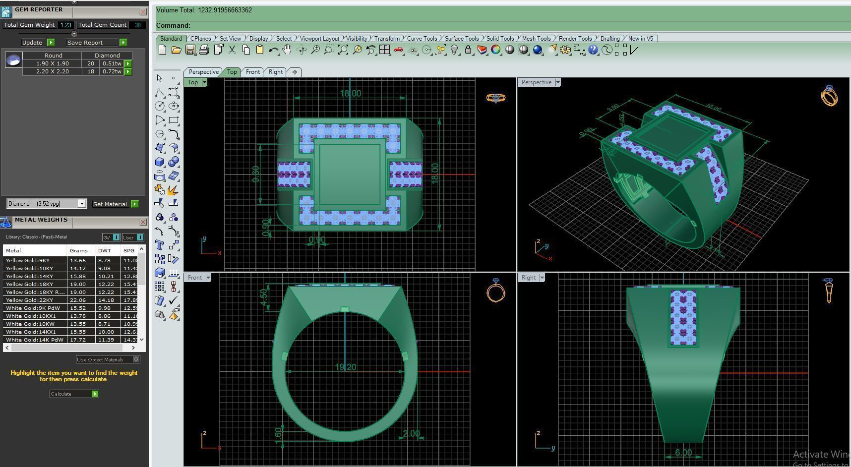 Ring M10   Mens luxury ring with enamel and gems 3D print model_8