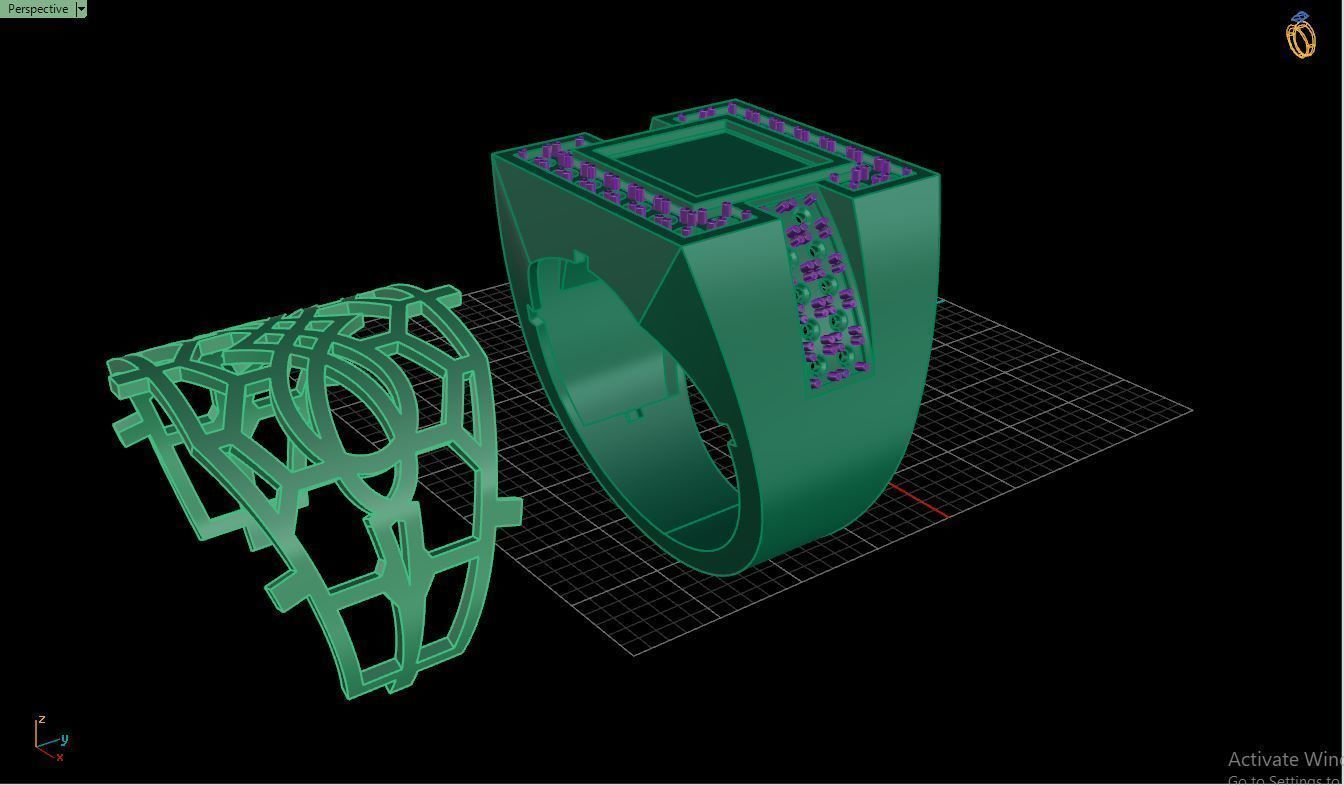 Ring M10   Mens luxury ring with enamel and gems 3D print model_16
