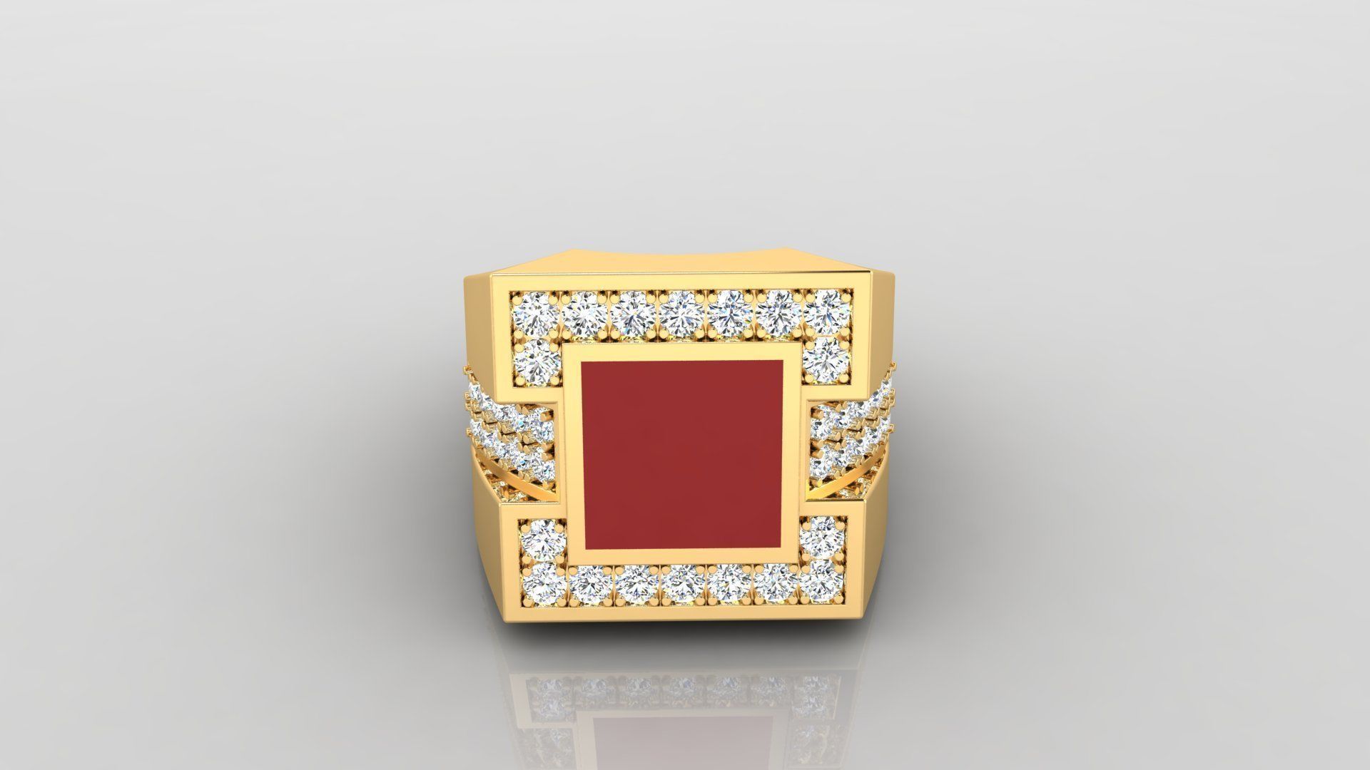 Ring M10   Mens luxury ring with enamel and gems 3D print model_24