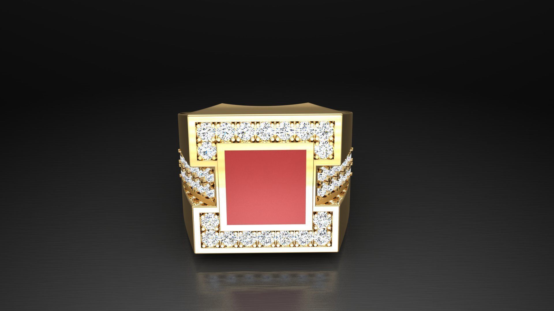 Ring M10   Mens luxury ring with enamel and gems 3D print model_40