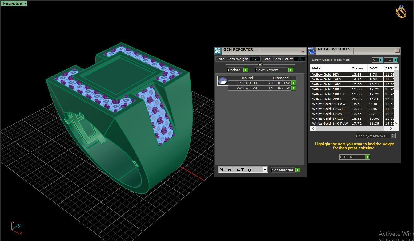 Ring M10   Mens luxury ring with enamel and gems 3D print model_15