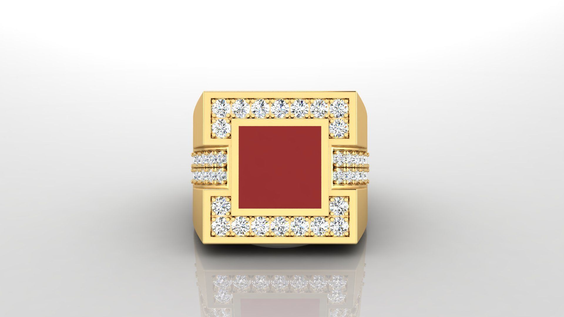 Ring M10   Mens luxury ring with enamel and gems 3D print model_23