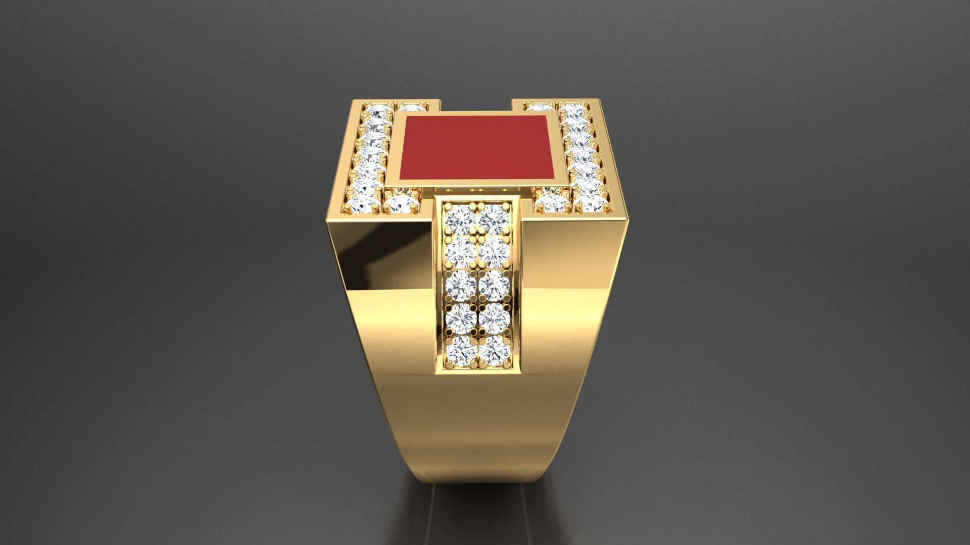 Ring M10   Mens luxury ring with enamel and gems 3D print model_35