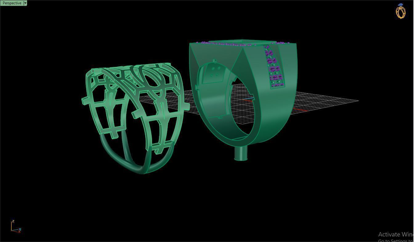 Ring M10   Mens luxury ring with enamel and gems 3D print model_11