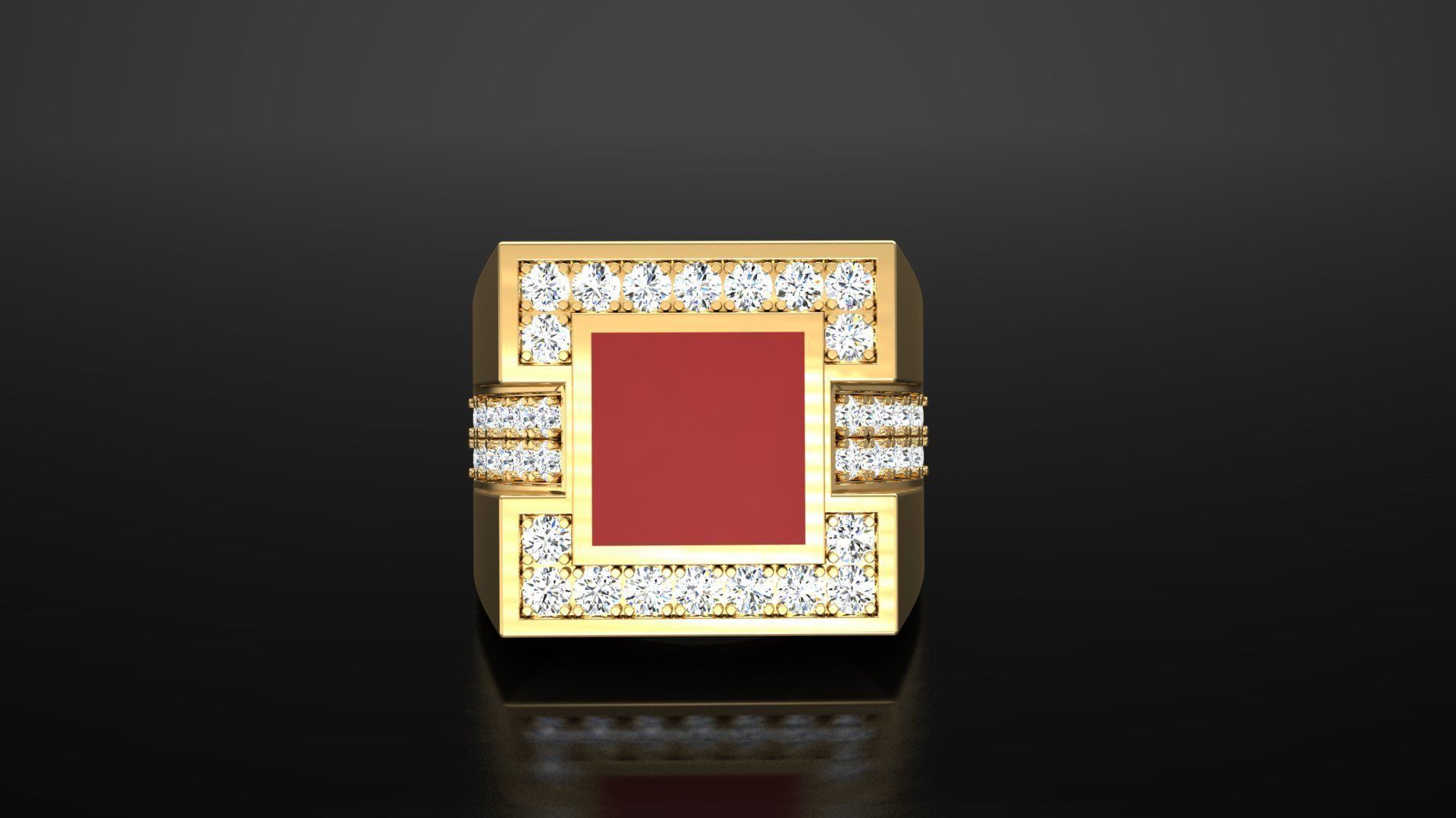 Ring M10   Mens luxury ring with enamel and gems 3D print model_41