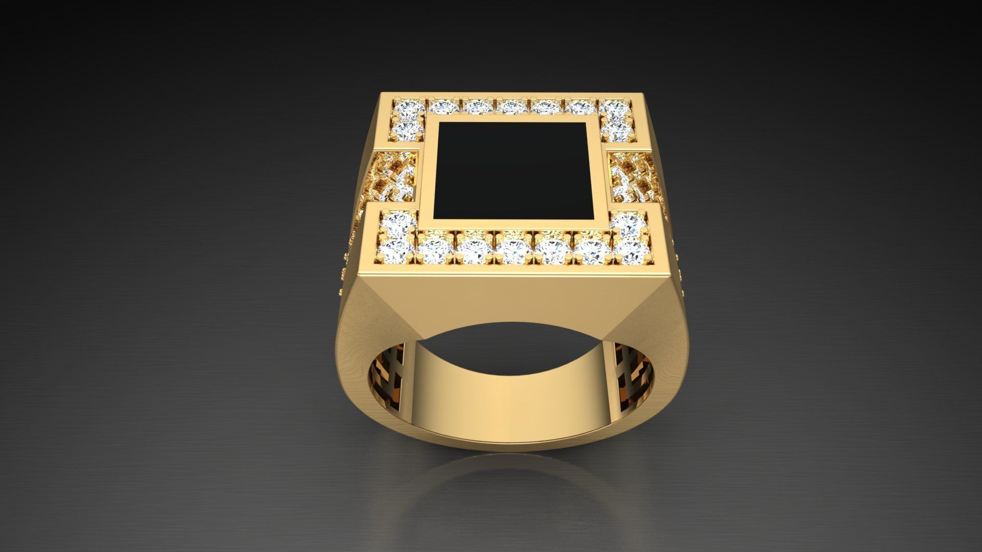 Ring M10   Mens luxury ring with enamel and gems 3D print model_28