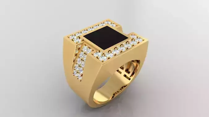 Ring M10   Mens luxury ring with enamel and gems