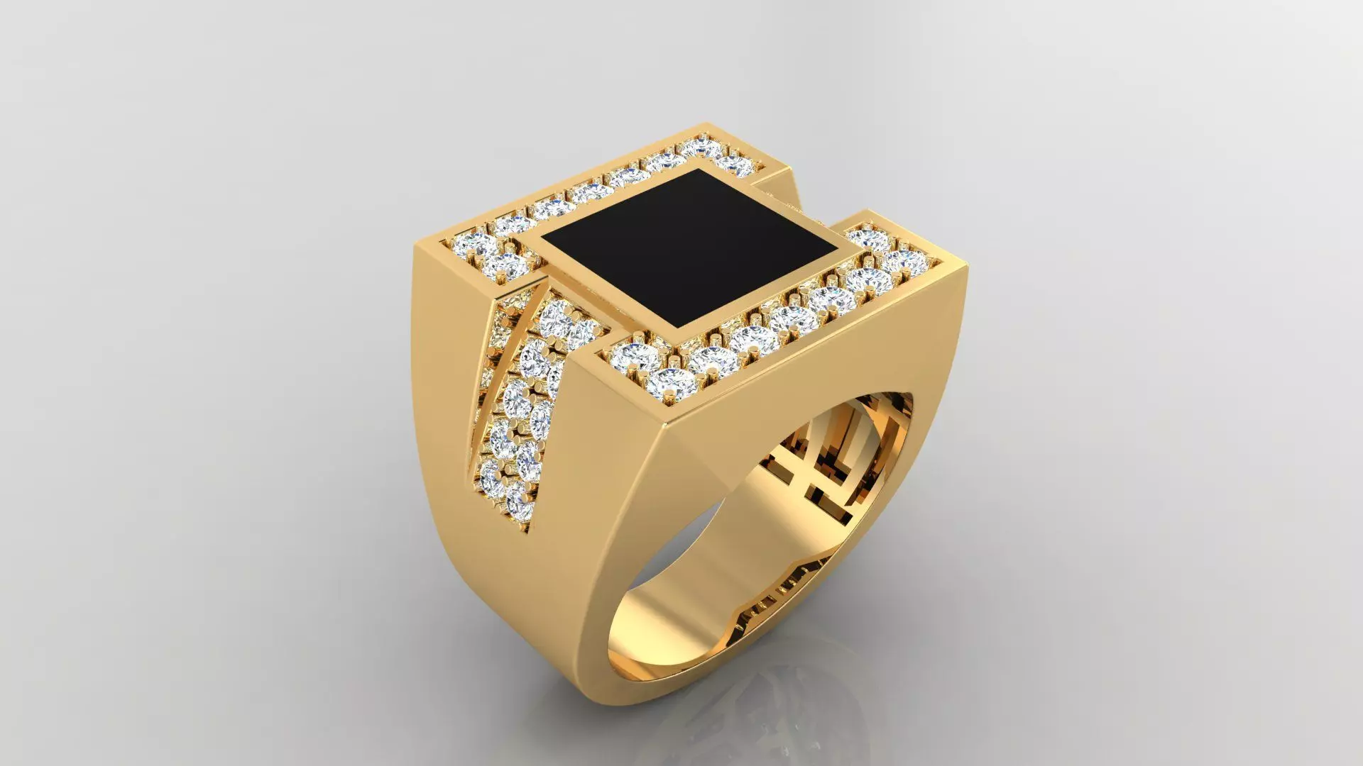 Ring M10   Mens luxury ring with enamel and gems 3D print model_0