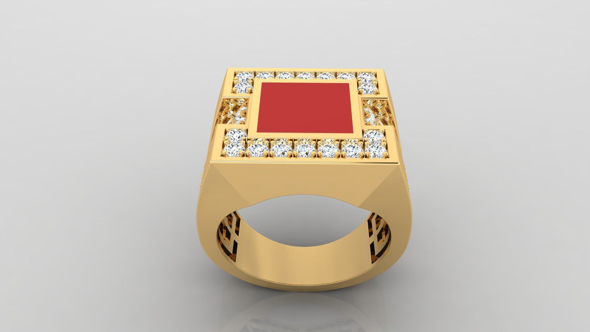 Ring M10   Mens luxury ring with enamel and gems 3D print model_21