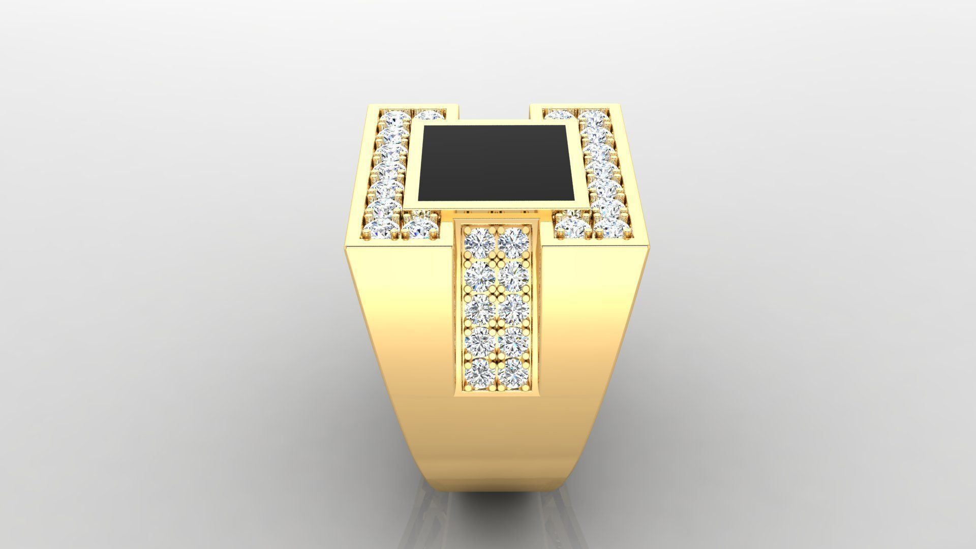 Ring M10   Mens luxury ring with enamel and gems 3D print model_3