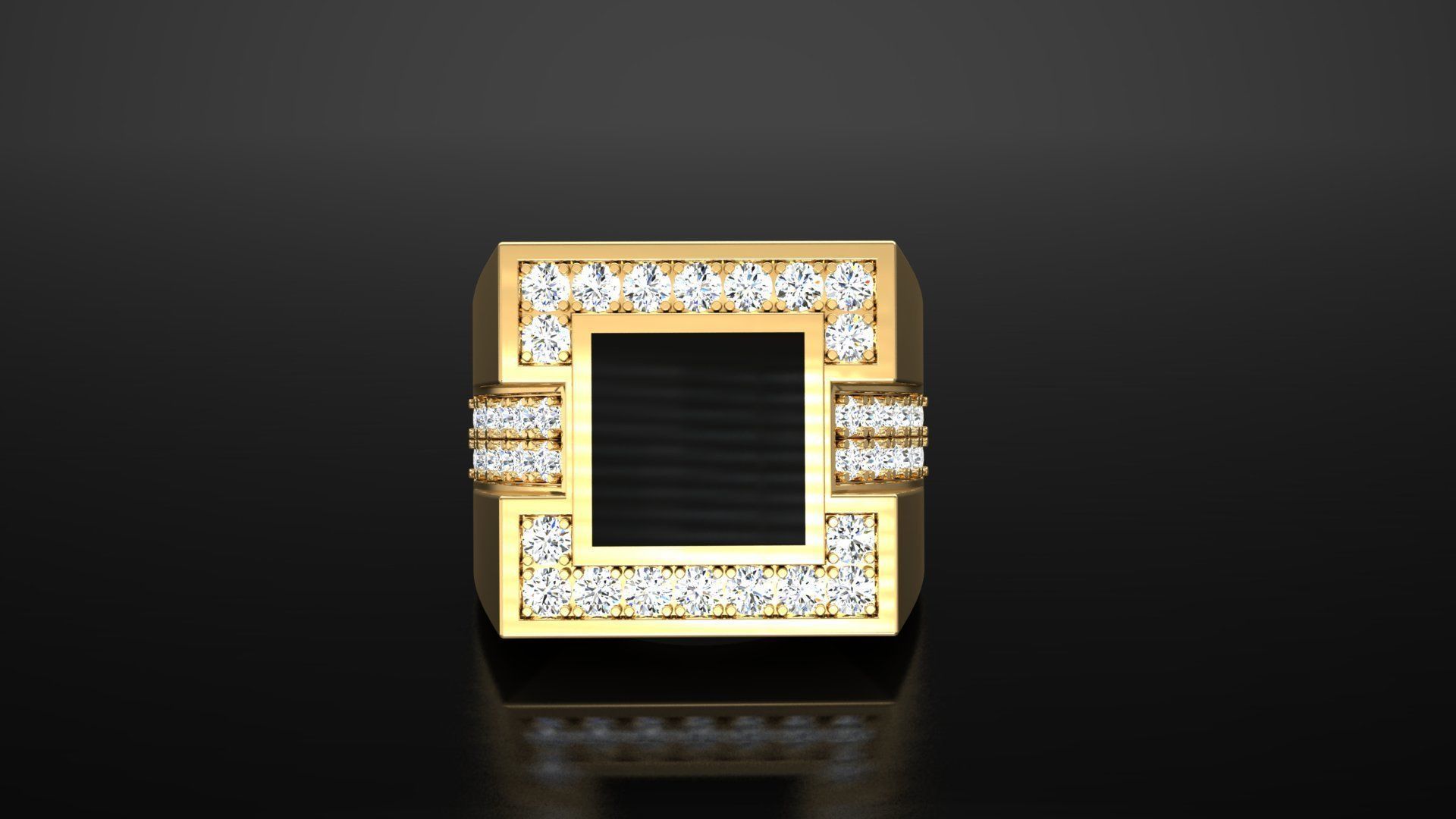 Ring M10   Mens luxury ring with enamel and gems 3D print model_31