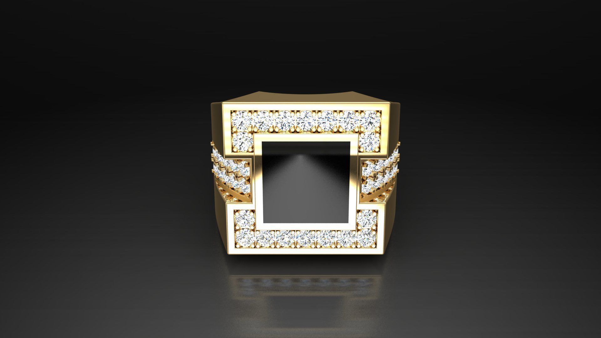 Ring M10   Mens luxury ring with enamel and gems 3D print model_32