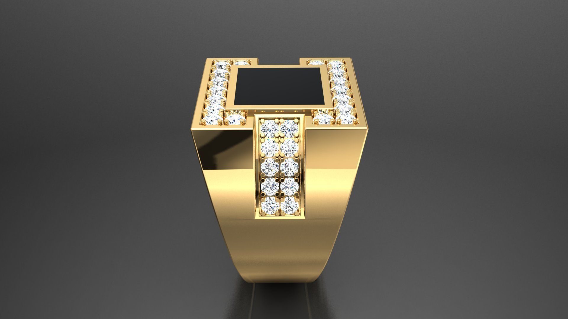 Ring M10   Mens luxury ring with enamel and gems 3D print model_29