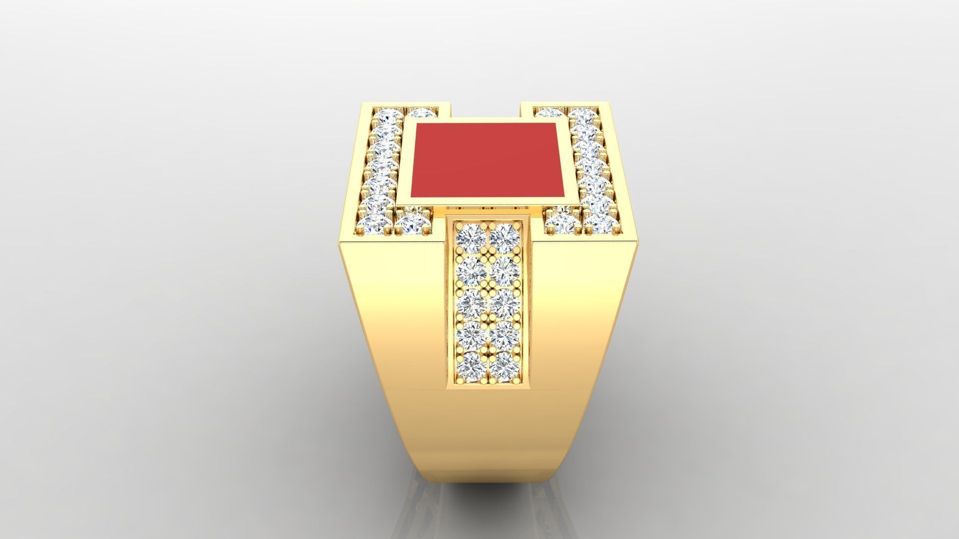 Ring M10   Mens luxury ring with enamel and gems 3D print model_22