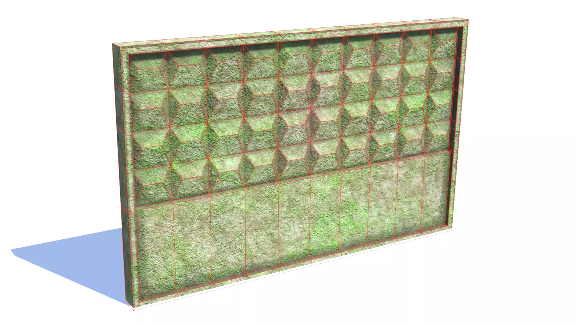 Old Concrete Fence Low-poly 3D model_0