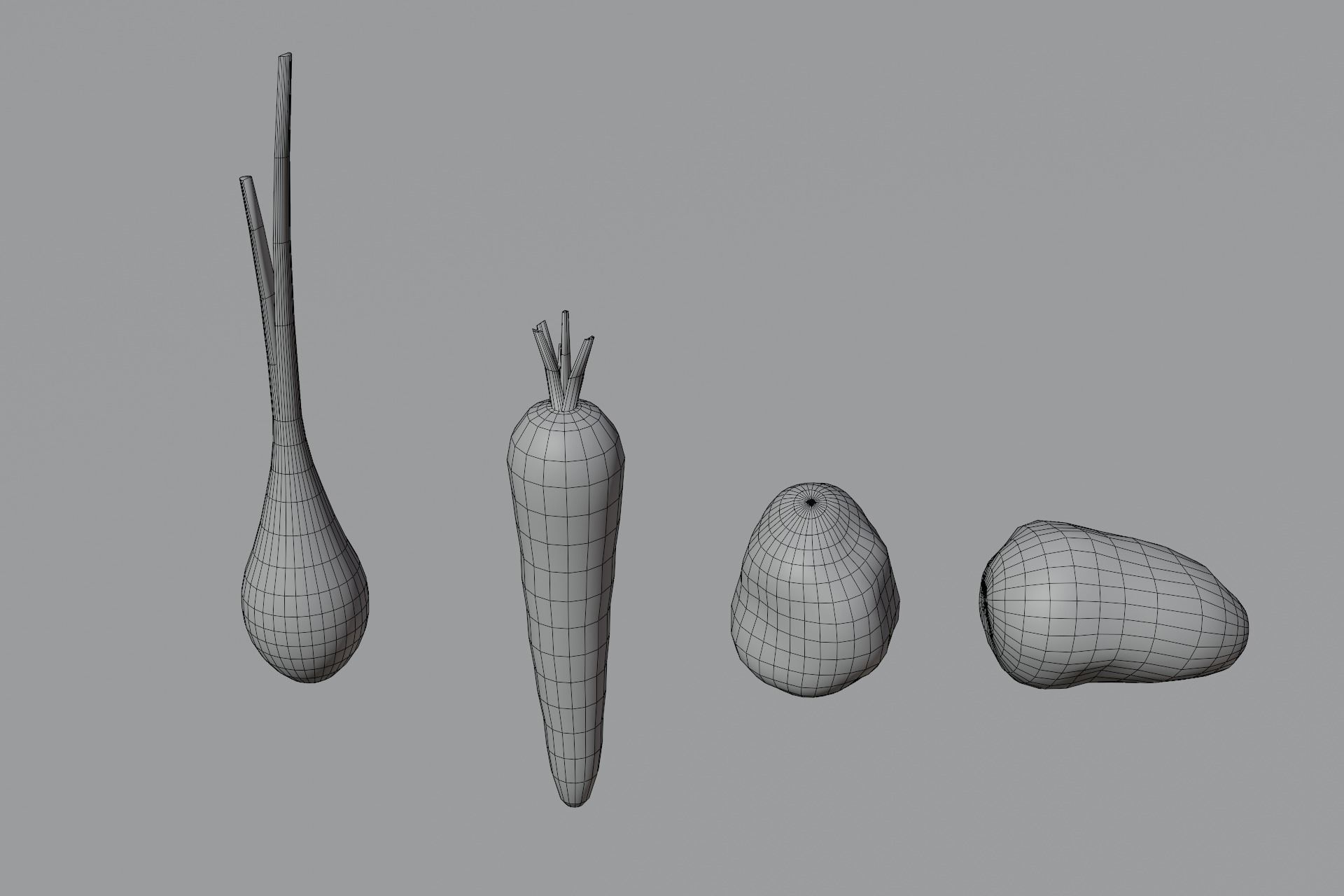 Food Set pumpkin and tomato Low-poly 3D model_14