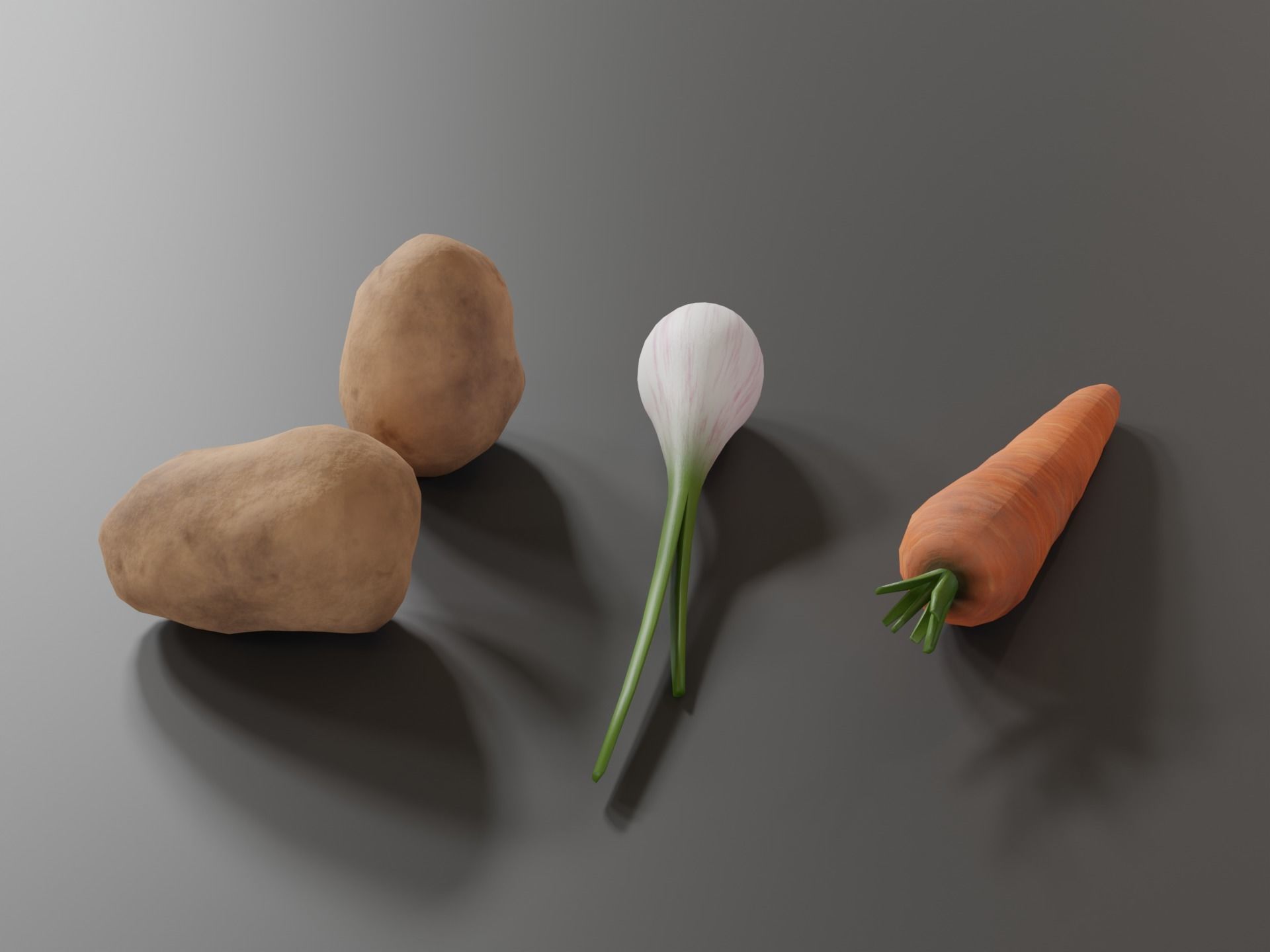 Food Set pumpkin and tomato Low-poly 3D model_6