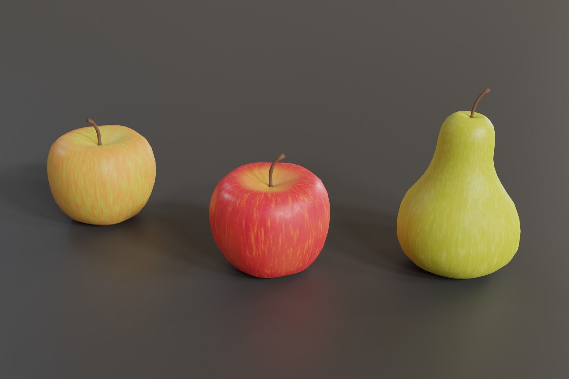 Food Set pumpkin and tomato Low-poly 3D model_3