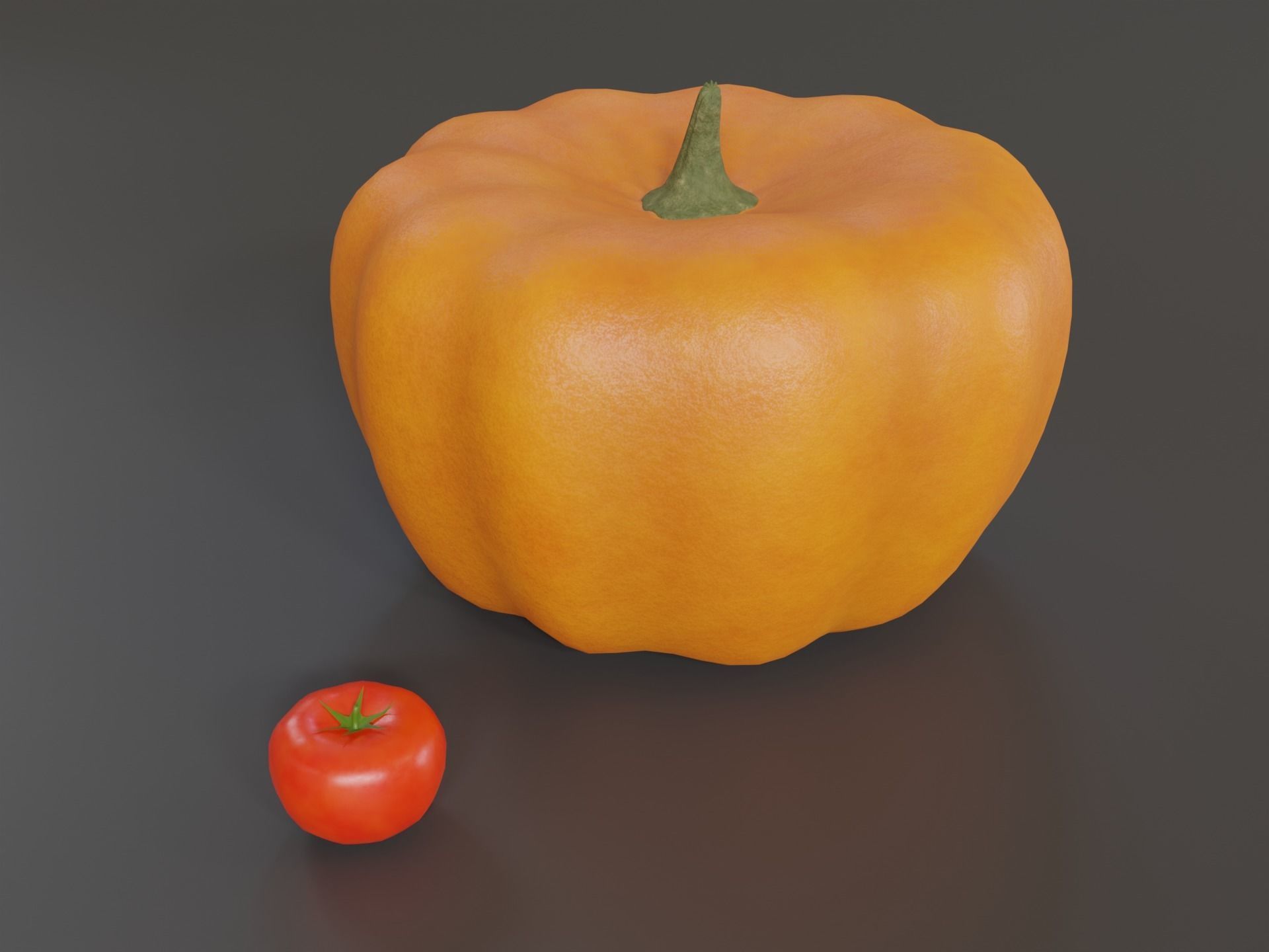 Food Set pumpkin and tomato Low-poly 3D model_9
