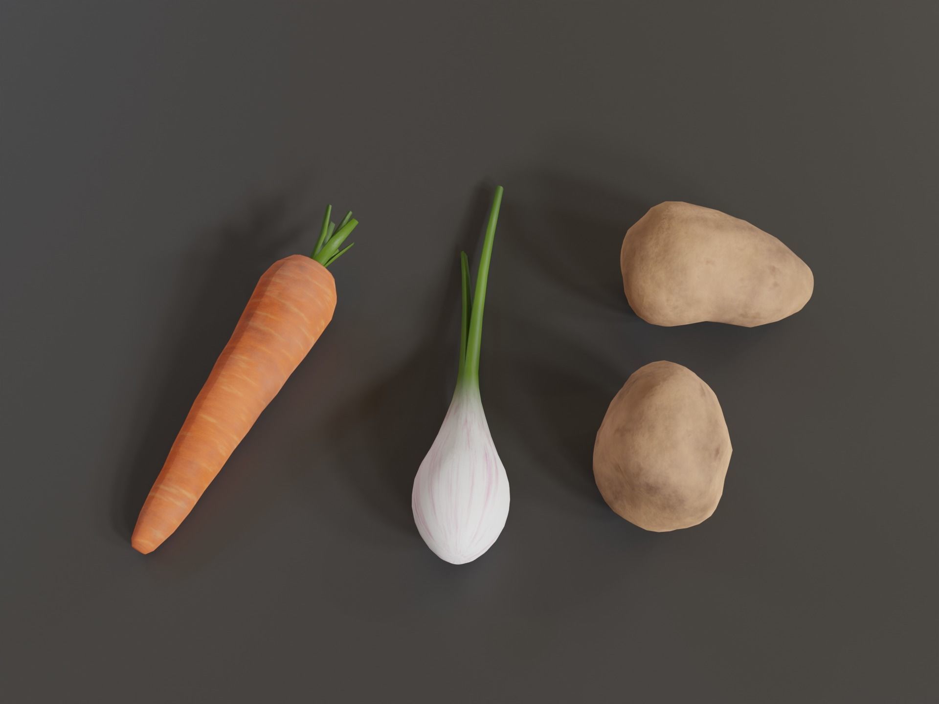 Food Set pumpkin and tomato Low-poly 3D model_5