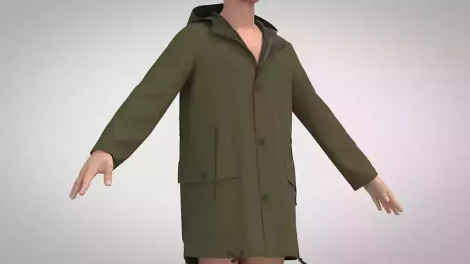 Parka woman in raincoat 3D model