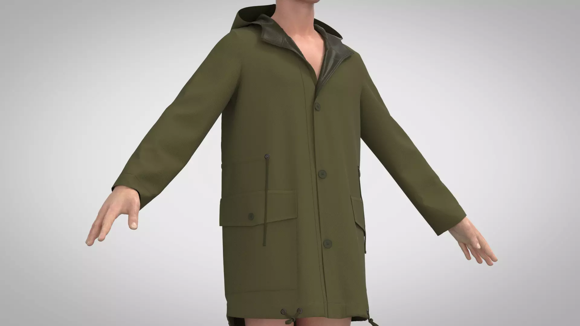 Parka woman in raincoat 3D model_0