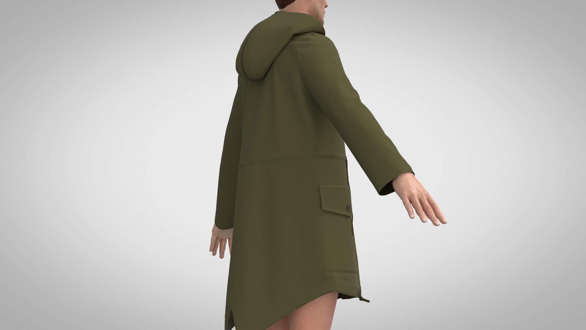 Parka woman in raincoat 3D model_4