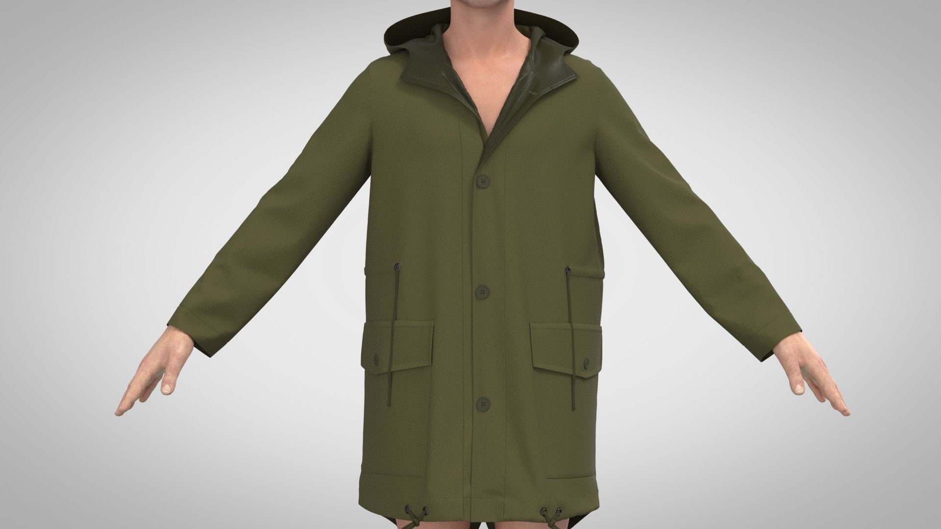 Parka woman in raincoat 3D model_2