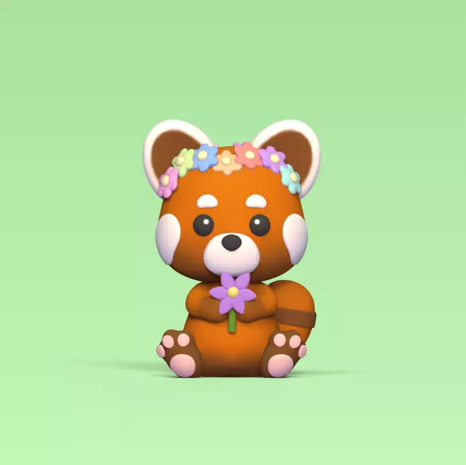 Red Panda Flower 3D print model