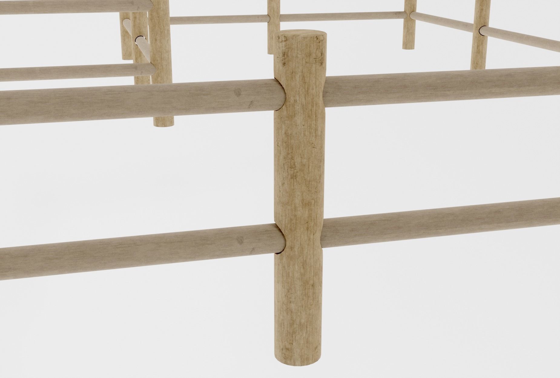 MODULAR WOOD FENCE 3D model_3