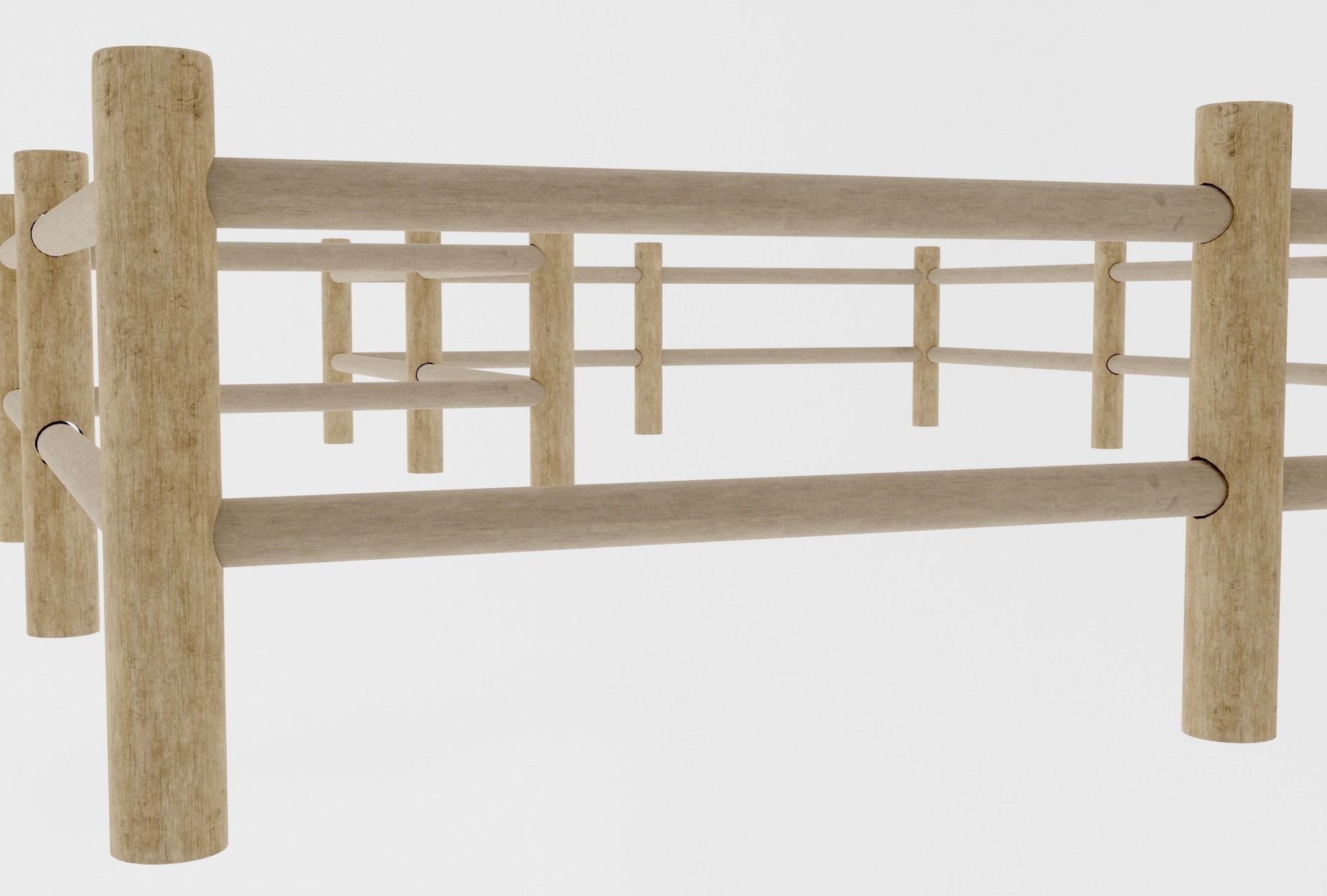 MODULAR WOOD FENCE 3D model_2