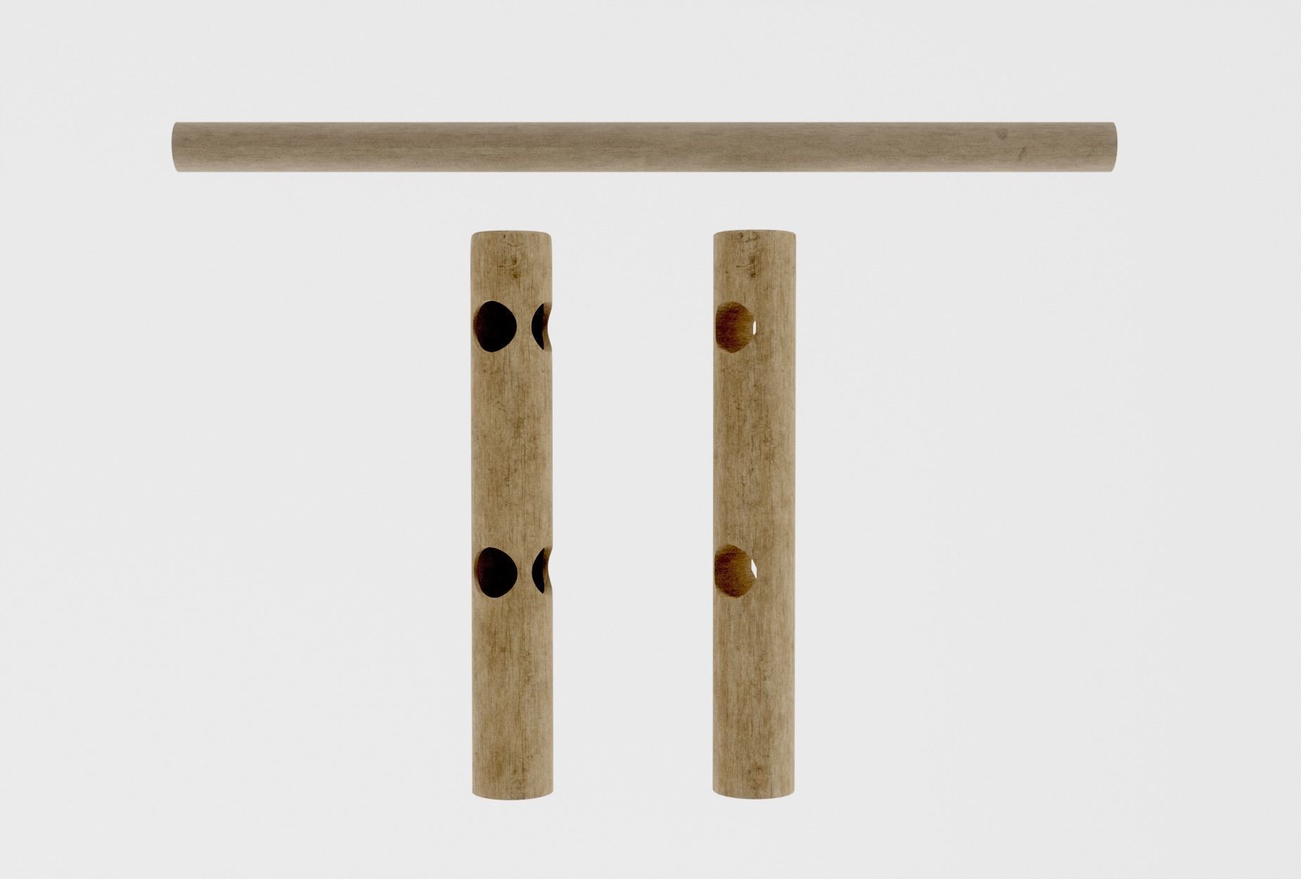 MODULAR WOOD FENCE 3D model_8