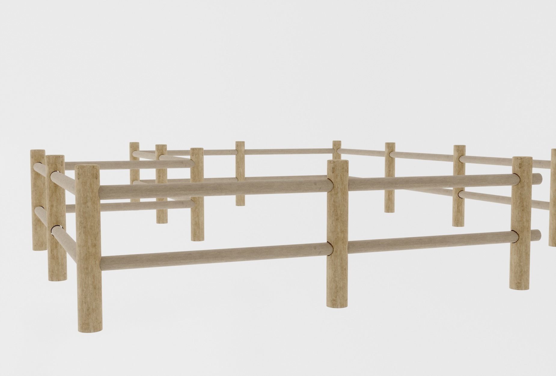 MODULAR WOOD FENCE 3D model_1