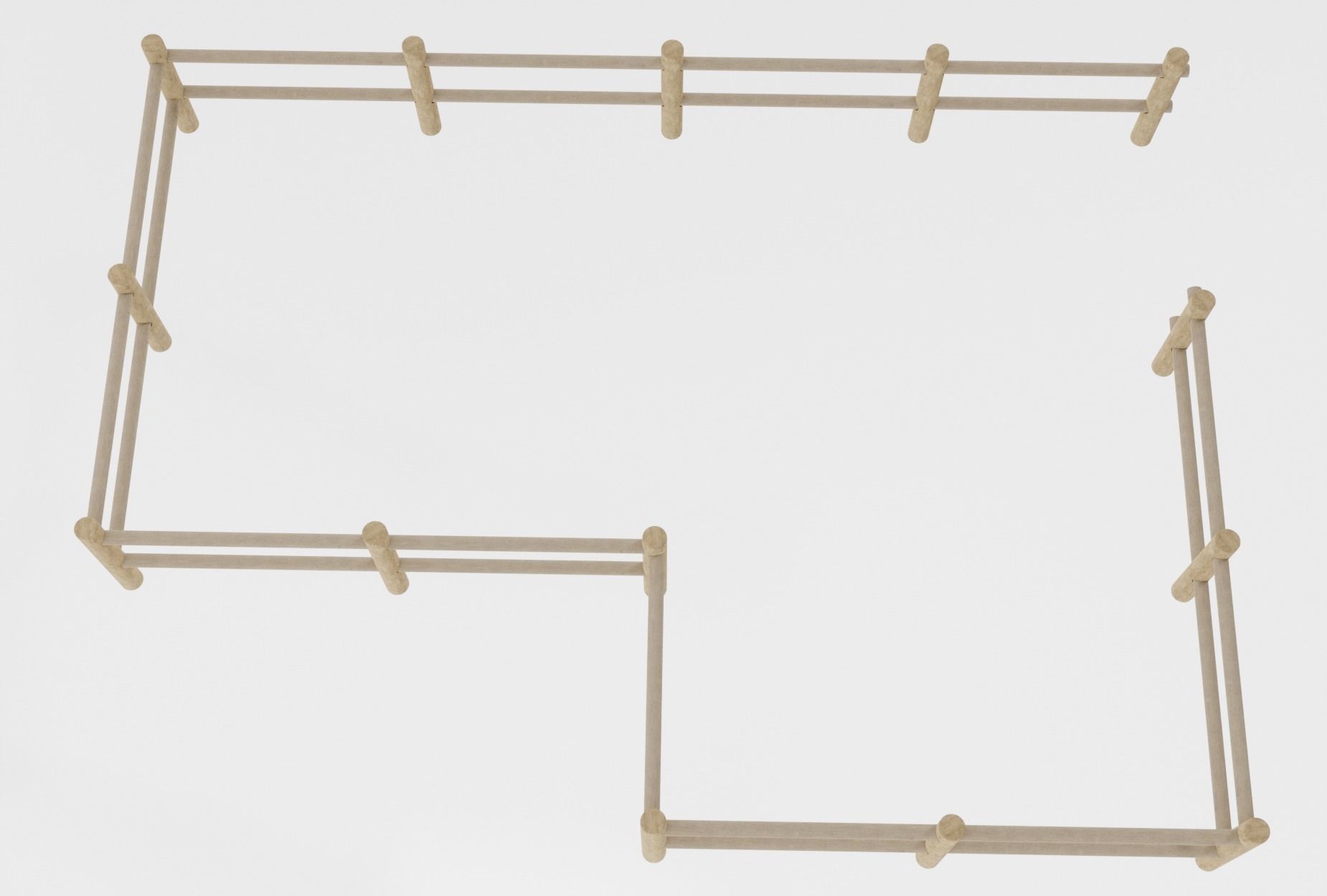 MODULAR WOOD FENCE 3D model_7