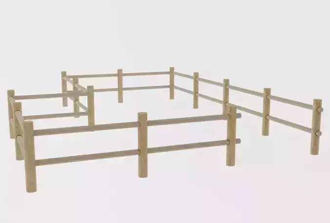 MODULAR WOOD FENCE 3D model