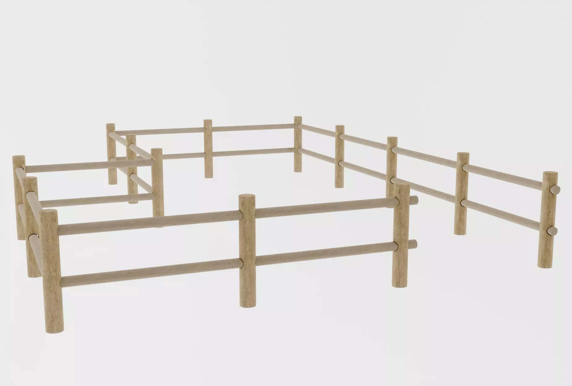 MODULAR WOOD FENCE 3D model_0