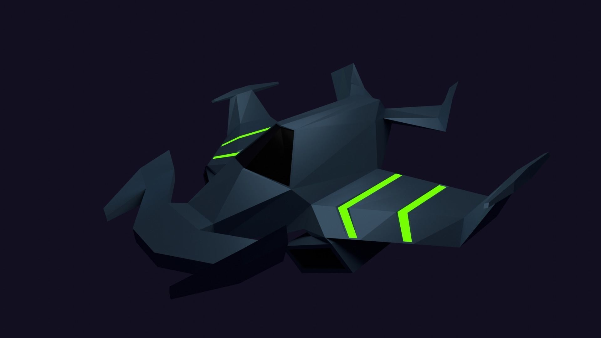 Low Poly Spaceship futuristic Free 3D model_4