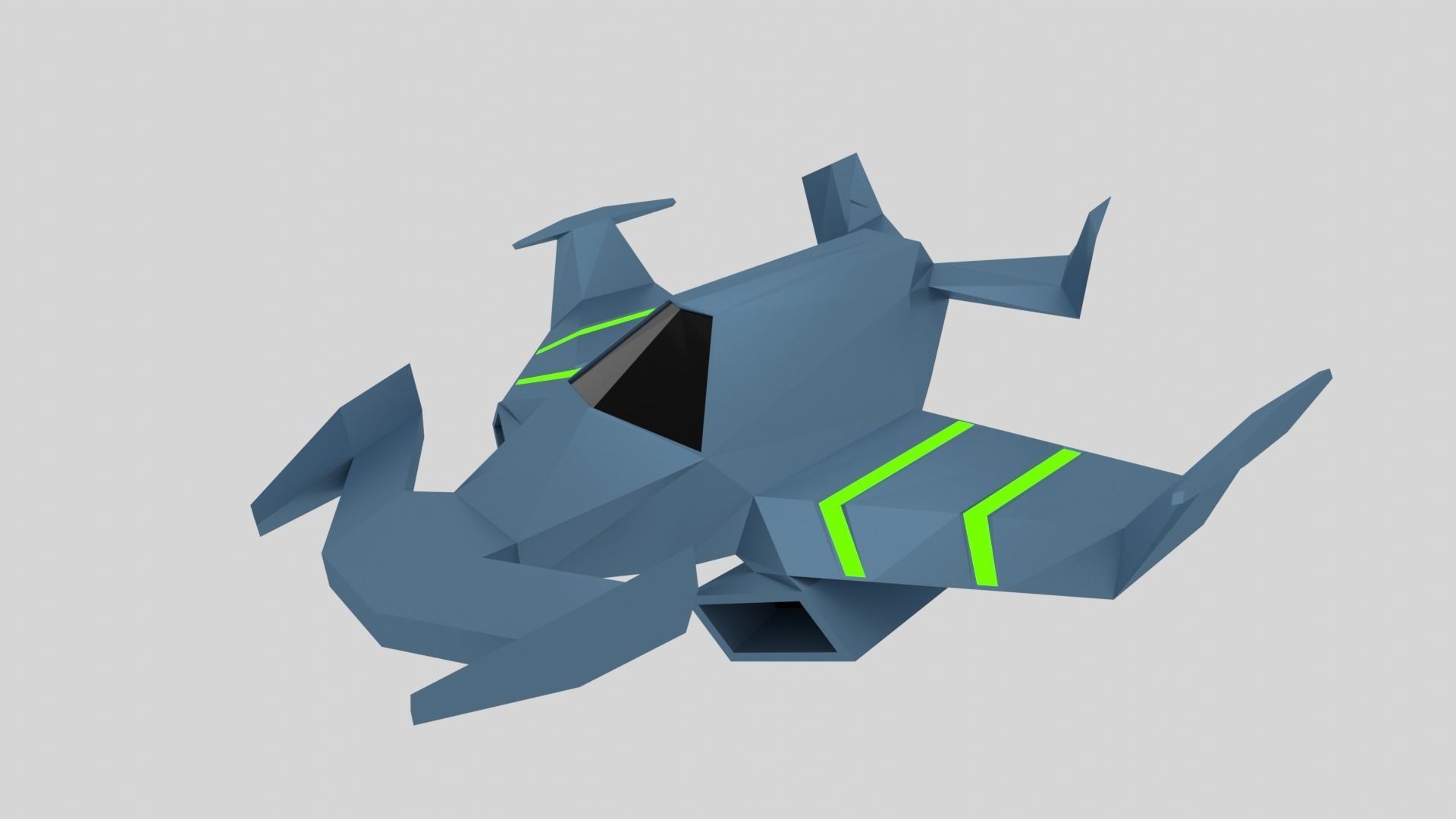 Low Poly Spaceship futuristic Free 3D model_3