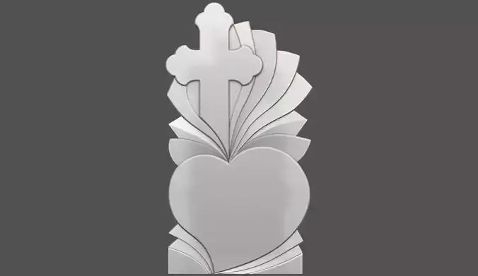 Memorial Tombstone with Cross for cnc Carving 3D print model