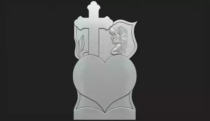 Memorial Tombstone with Angel for cnc Carving 3D print model