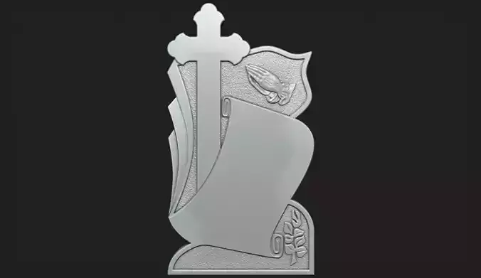 Memorial Tombstone with Cross for cnc Carving