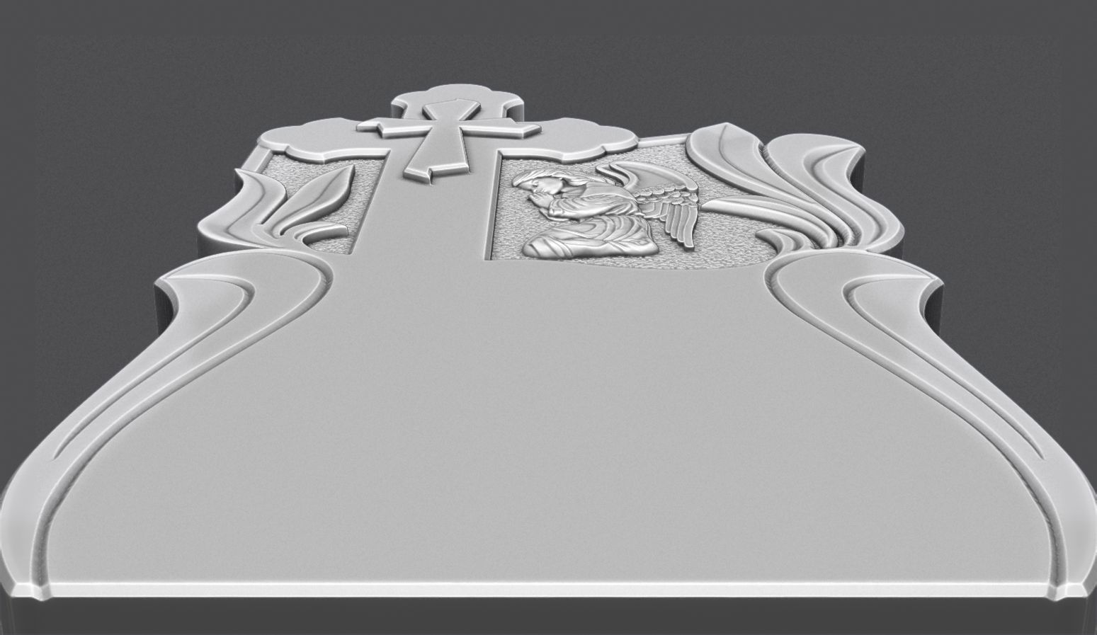 Memorial Tombstone with Cross for cnc Carving 3D print model_2