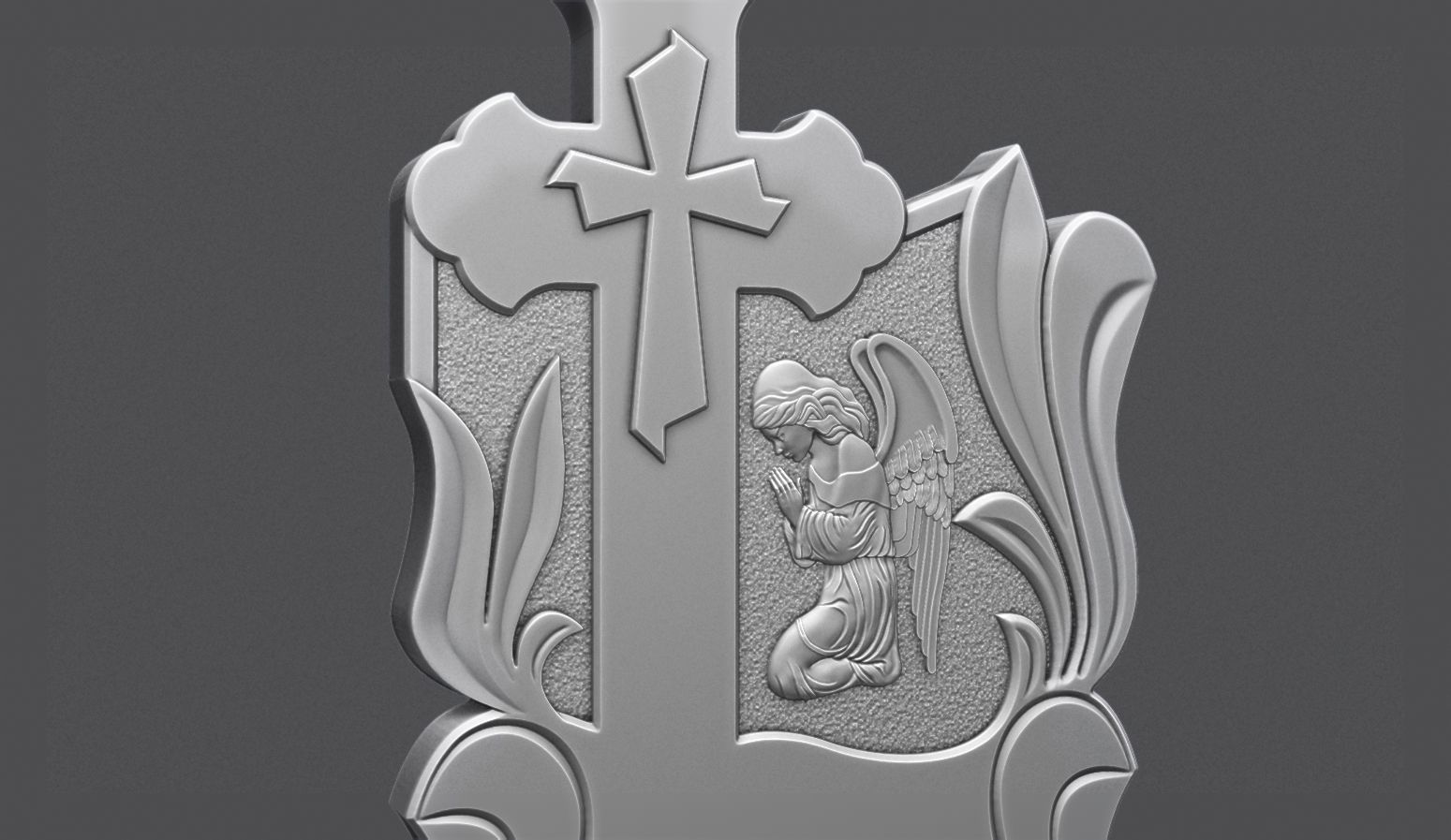 Memorial Tombstone with Cross for cnc Carving 3D print model_1
