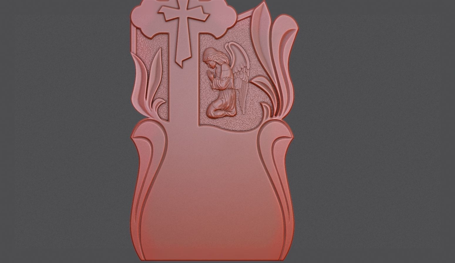 Memorial Tombstone with Cross for cnc Carving 3D print model_4