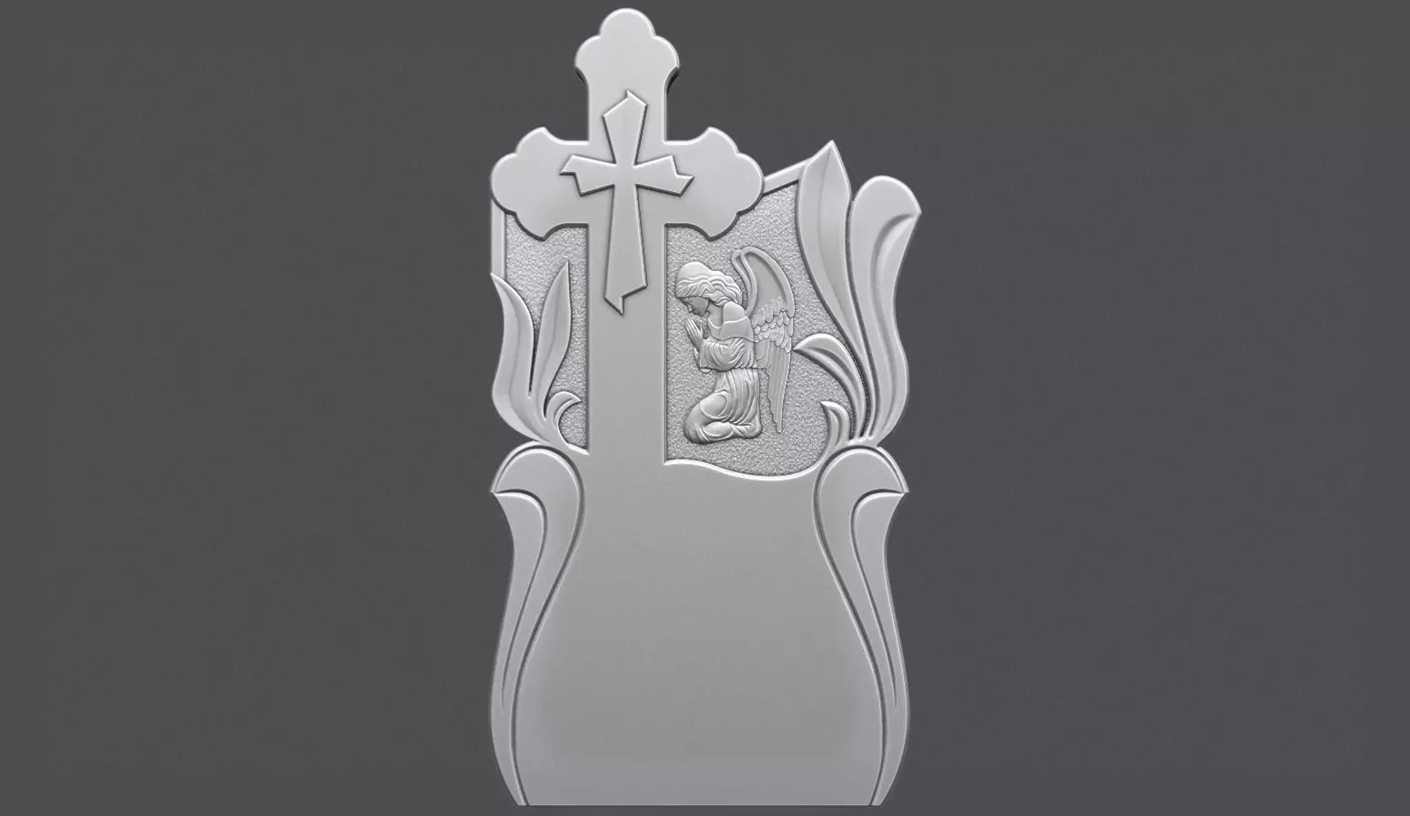 Memorial Tombstone with Cross for cnc Carving 3D print model_0
