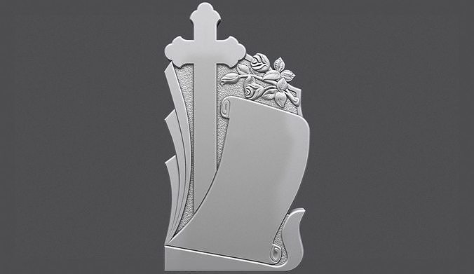 Memorial Tombstone with roses for cnc Carving 3D print model