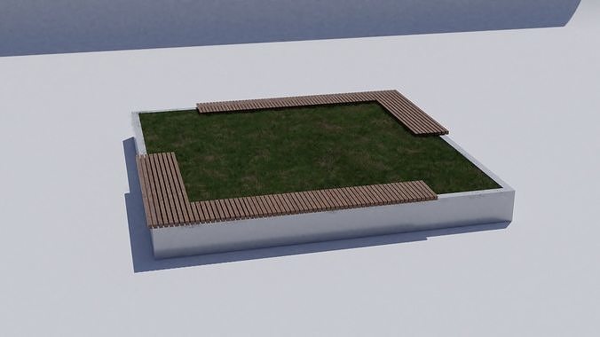 Square bench Free low-poly 3D model