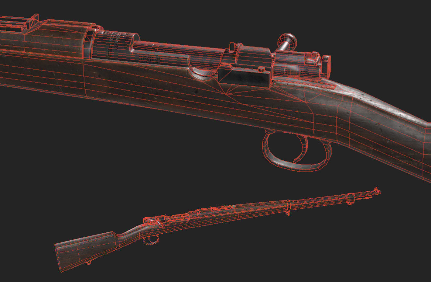 Swedish Mauser - Gevar m96 Low-poly 3D model_9